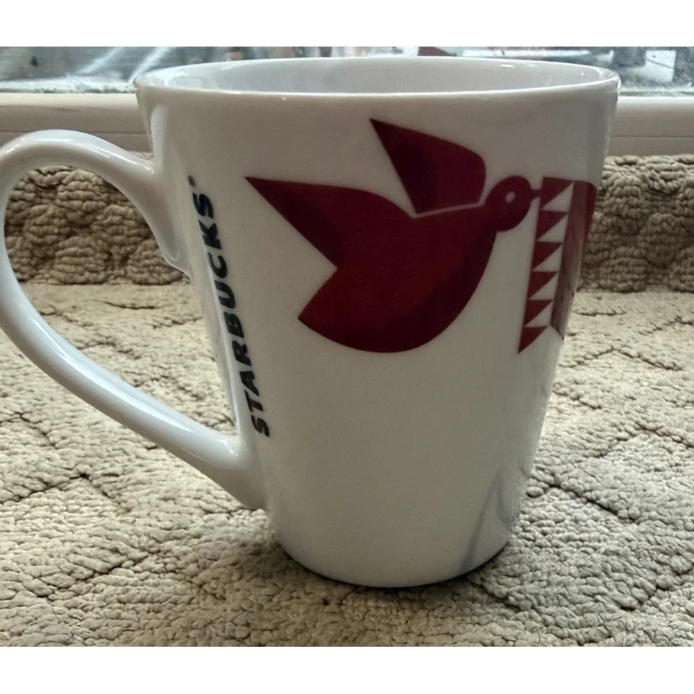 2012 STARBUCKS Red Fox & Bird Tea Coffee Cup Mug Holiday Collectible